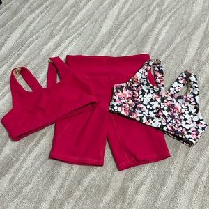 Old Navy bike shorts and two sports bras